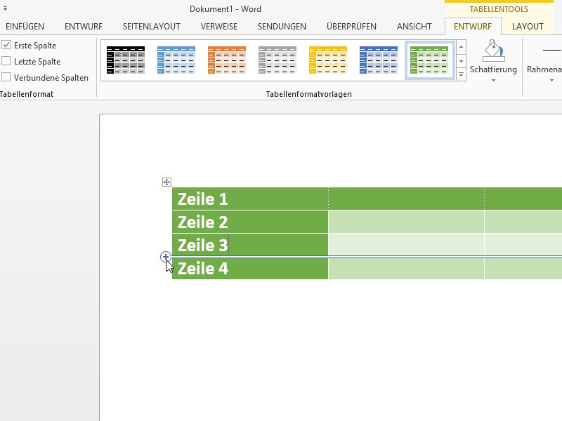 Word Neue Tabellen Zeile schnell einfügen schieb de
